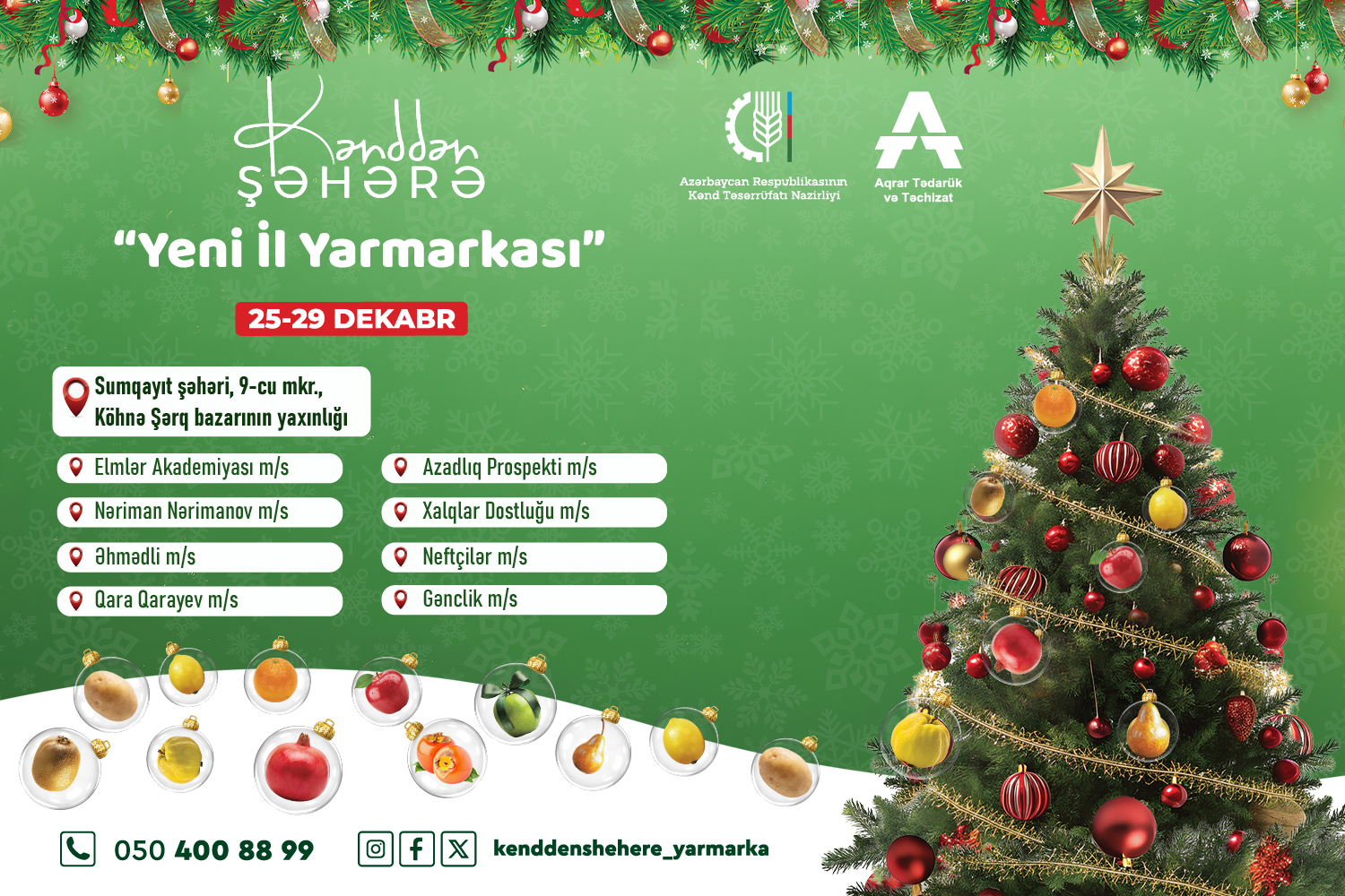 Sabahdan Bakı və Sumqayıtda Yeni il yarmarkaları fəaliyyətə başlayır - ÜNVANLAR