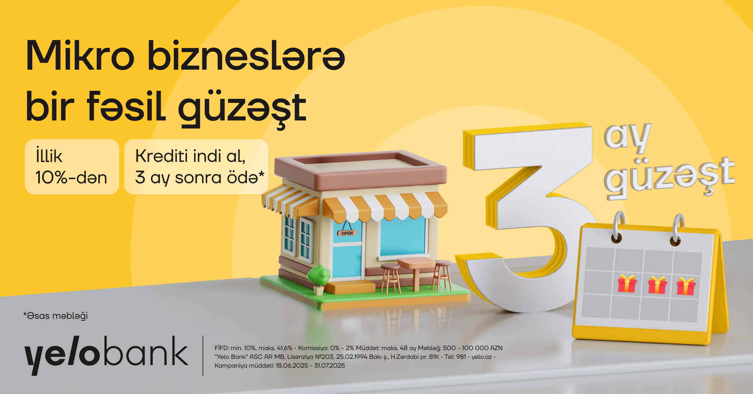 “Yelo Bank”dan mikro bizneslərə bir fəsil güzəşt!