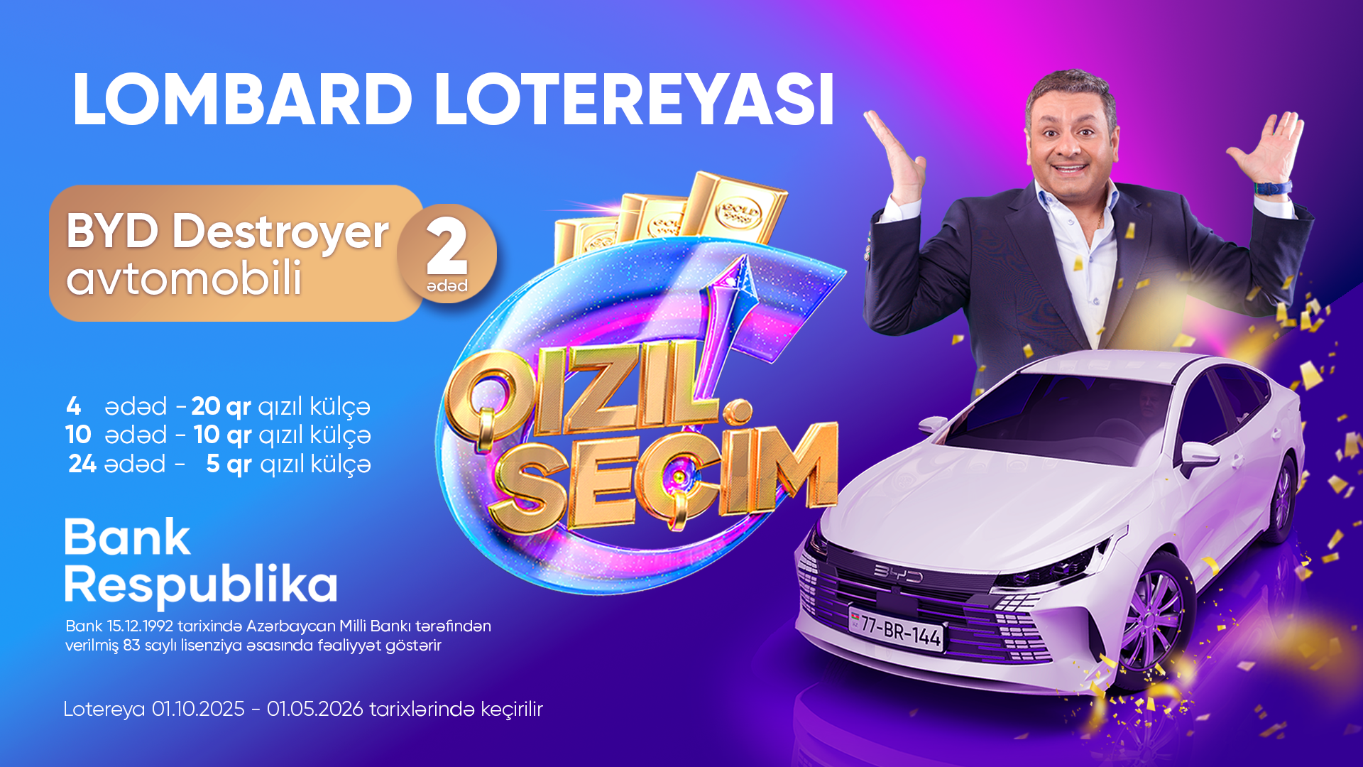 “Bank Respublika”nın Qızıl Seçim lotereyasının ilk tirajına 1 ay qalıb