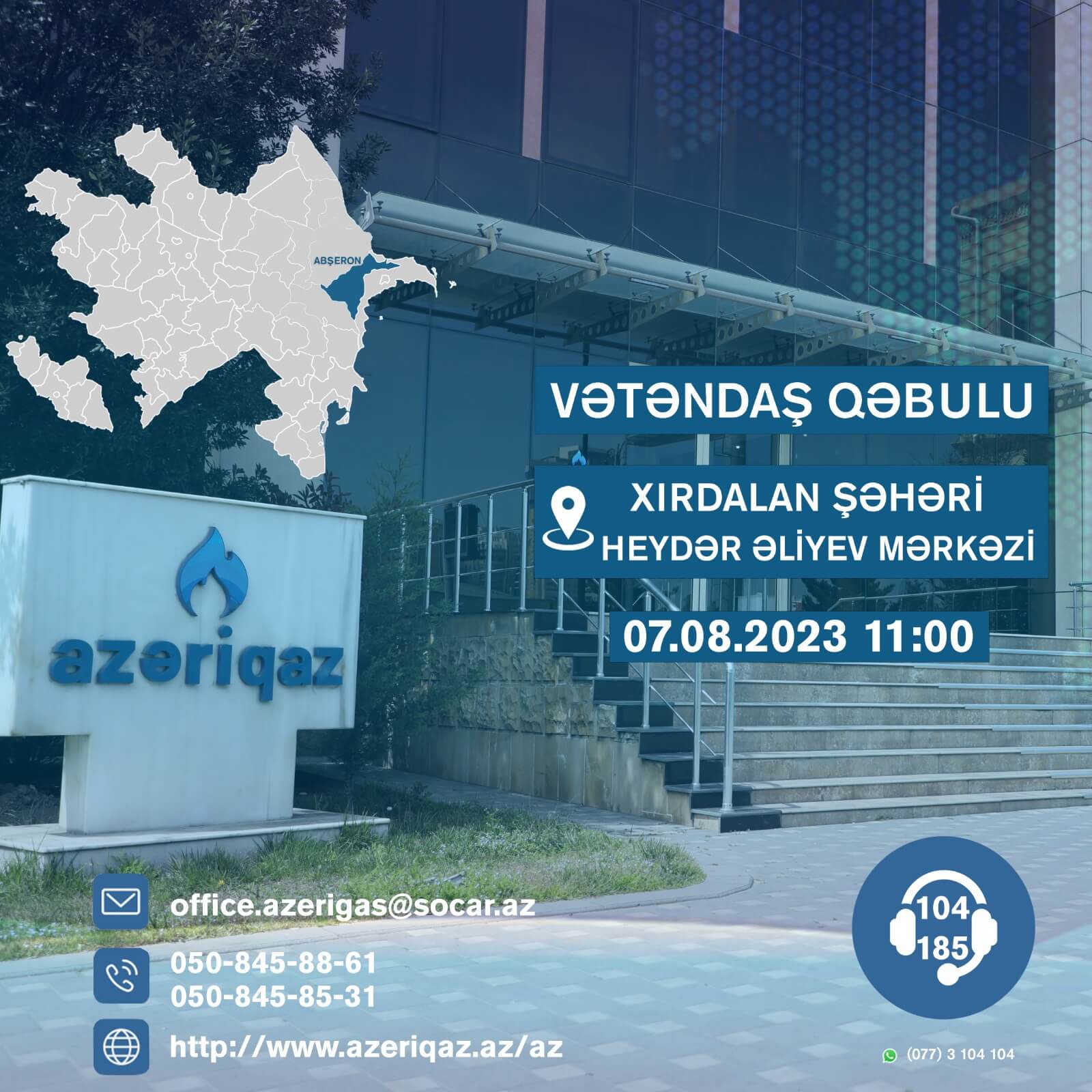 “Azəriqaz" rəhbərliyi Xırdalanda vətəndaş qəbulu keçirəcək