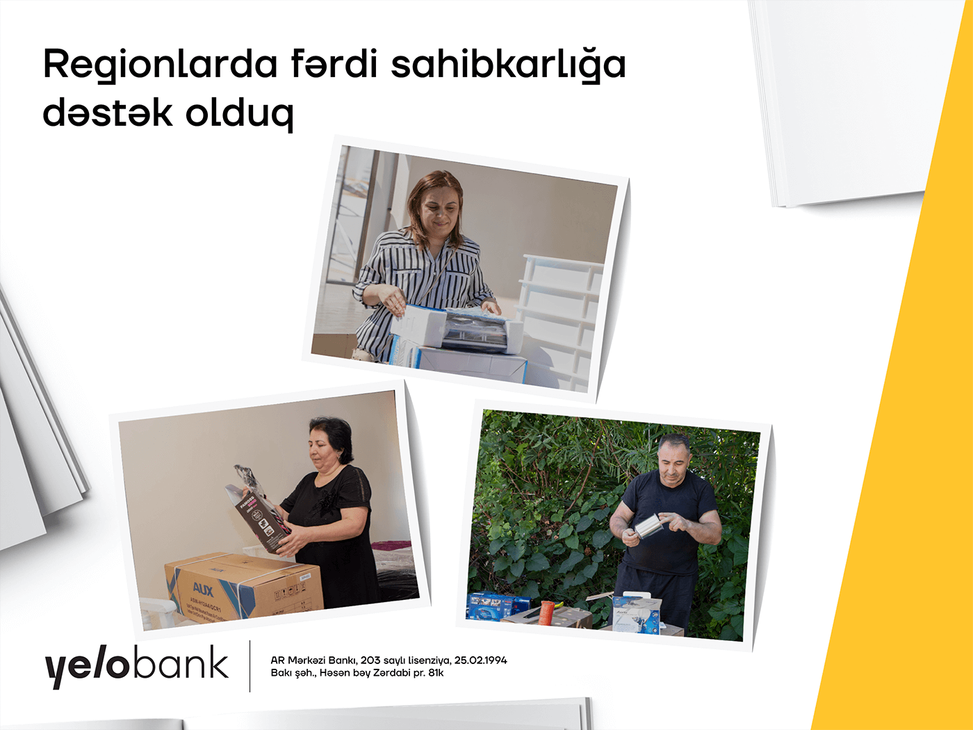 “Yelo Bank”dan "Özünüməşğulluq" proqramına növbəti dəstək