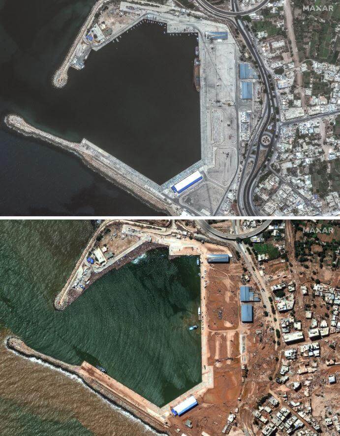 Liviyada 11 min insanın ölümünə səbəb olan selin miqyası peyk görüntülərinə əks olunub