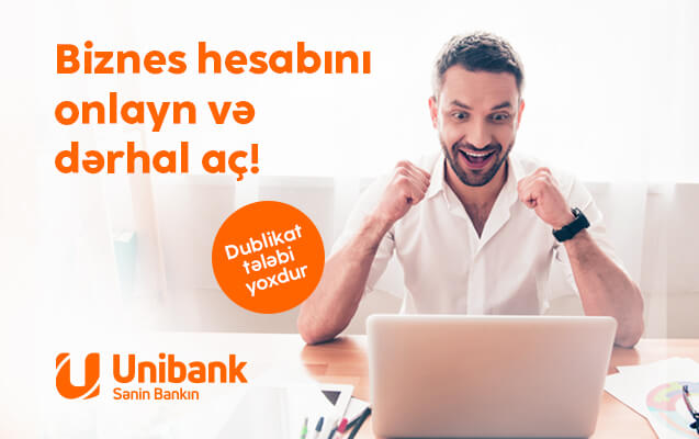 “Unibank”da onlayn biznes hesabını şəhadətnamə dublikatsız açmaq olar